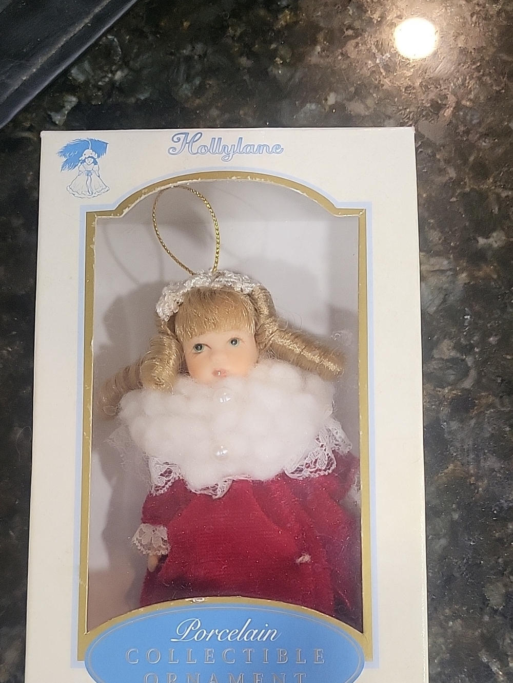 Porcelain Holiday Doll Ornament - Red